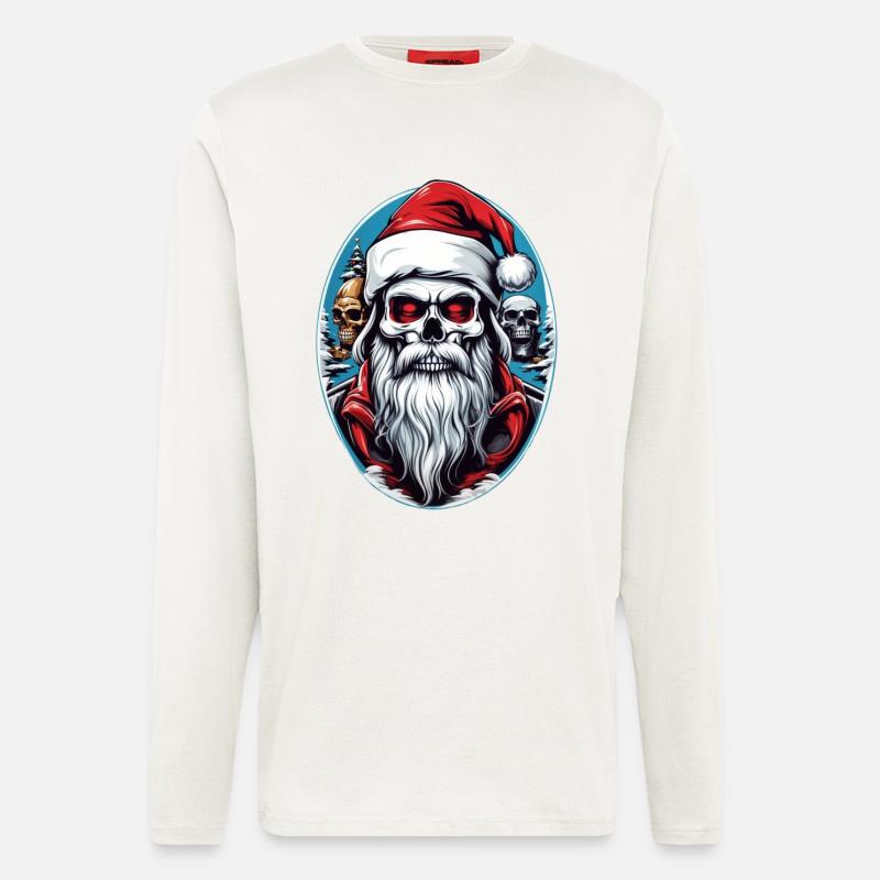 Weihnachtsmann Skull - Langarmshirt - made by SPREAD  - OFF WHITE