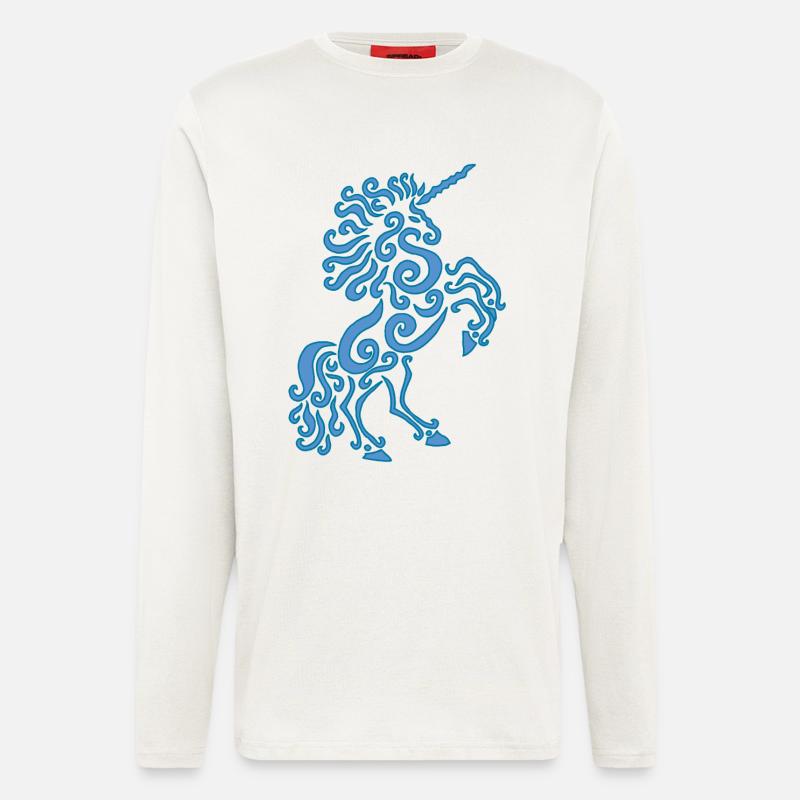 Blaues Einhorn Pferd - Langarmshirt - made by SPREAD - OFF WHITE