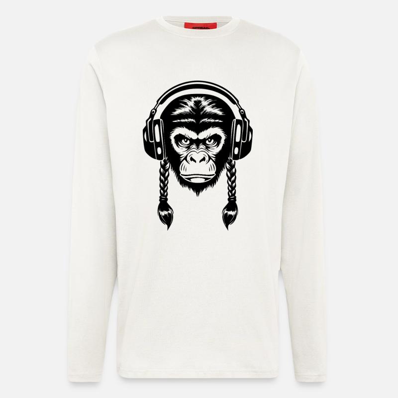 Electro Affenkopf Synth Wave Edition Shirt - Langarmshirt - made by SPREAD  - OFF WHITE