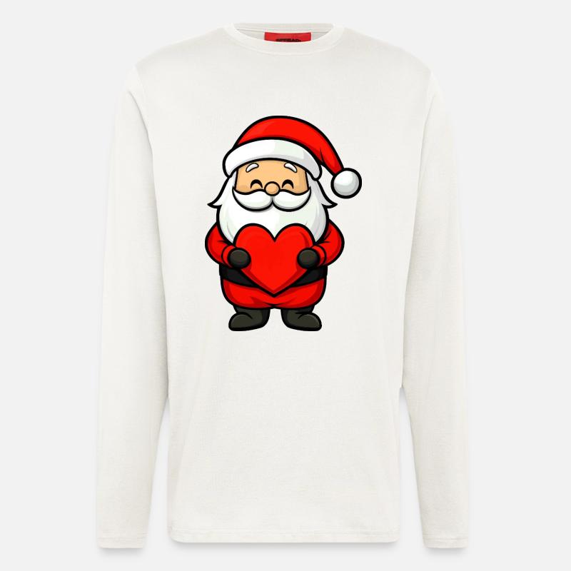 Weihnachtsmann mit Herz - Langarmshirt - made by SPREAD  - OFF WHITE