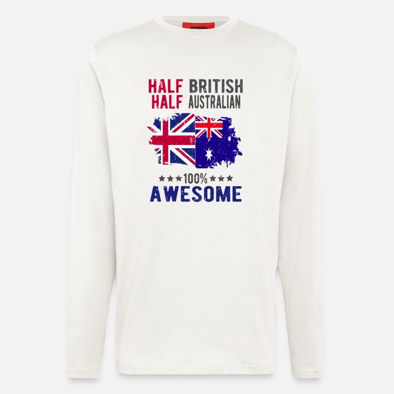 Halb Brite Halb Australier - Langarmshirt - made by SPREAD  - OFF WHITE