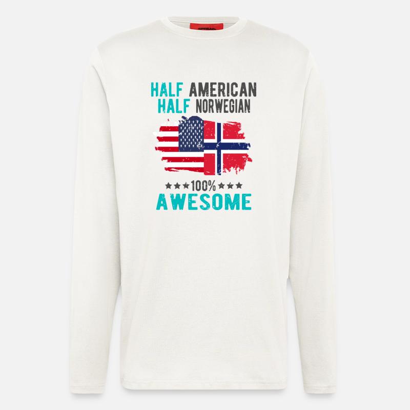 Halb Amerikaner Halb Norweger - Langarmshirt - made by SPREAD  - OFF WHITE