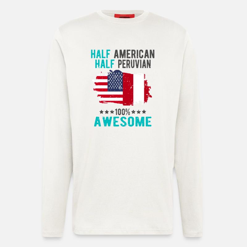 Half American Half Peruvian - Longsleeve - made by SPREAD  - OFF WHITE