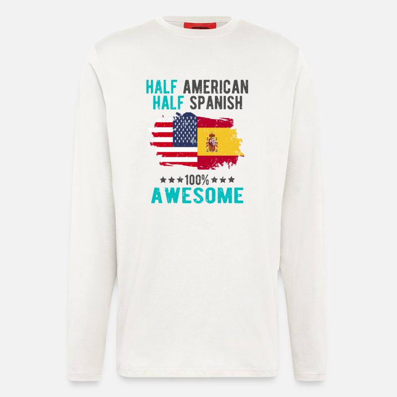 Halb Amerikaner Halb Spanier - Langarmshirt - made by SPREAD  - OFF WHITE