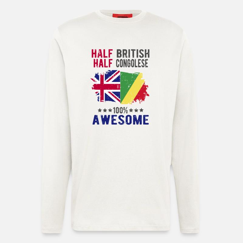Halb Brite Halb Kongolese - Langarmshirt - made by SPREAD  - OFF WHITE