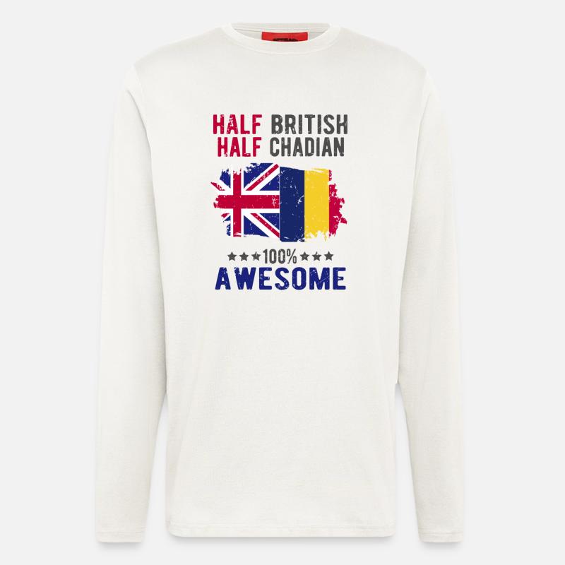 Half British Half Chader - Longsleeve - made by SPREAD  - OFF WHITE