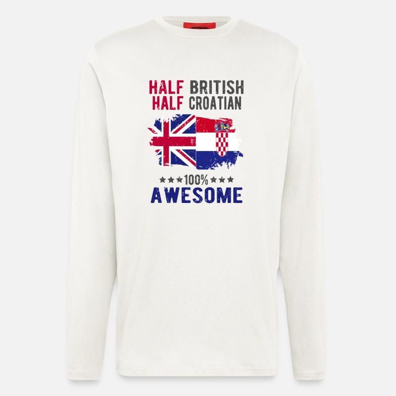 Moitié britannique moitié croate - Manches longues bio décontracté fabriqué en UE - OFF WHITE