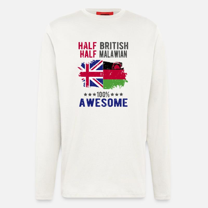 Halb Brite Halb Malawi - Langarmshirt - made by SPREAD  - OFF WHITE