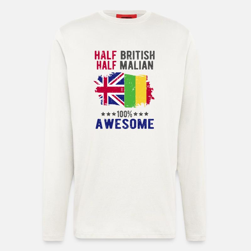 Halb Brite Halb Malier - Langarmshirt - made by SPREAD  - OFF WHITE