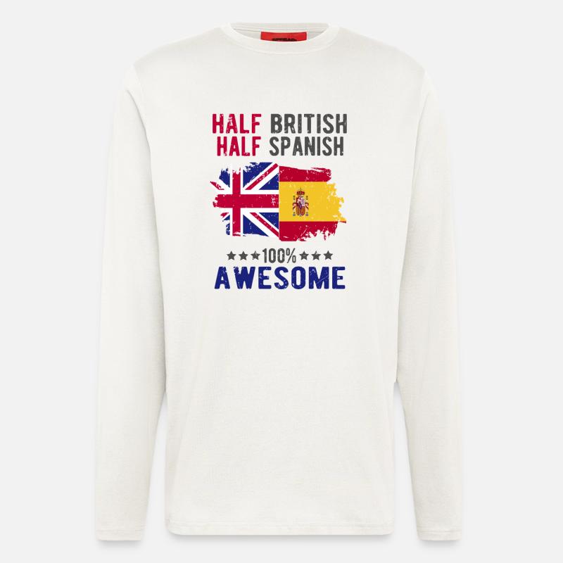 Halb Brite Halb Spanier - Langarmshirt - made by SPREAD  - OFF WHITE
