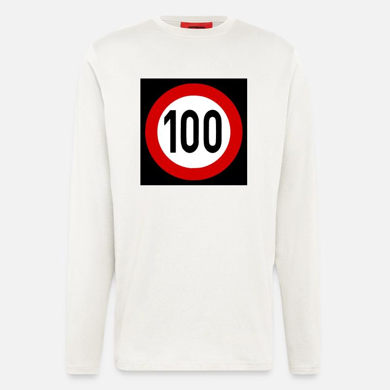 Geschwindigkeitsszeichen TempoLimit 100 Schild - Langarmshirt - made by SPREAD  - OFF WHITE