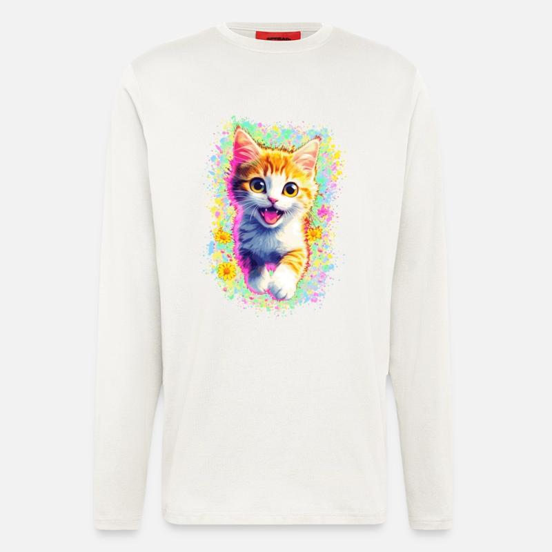 Glückliches Kätzchen 🌼🌸 - Langarmshirt - made by SPREAD  - OFF WHITE