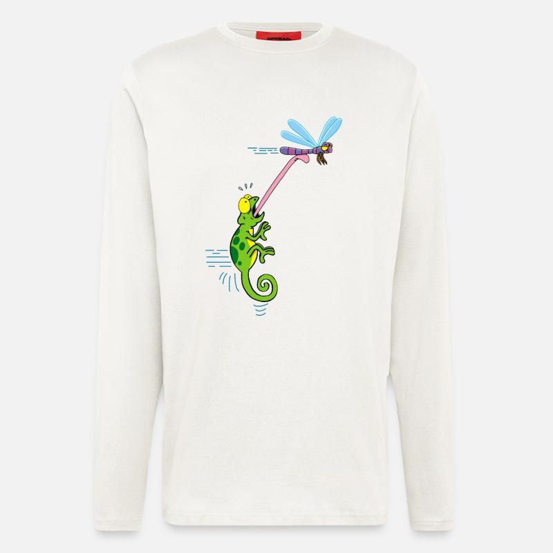Die Libelle und das Chamäleon - Langarmshirt - made by SPREAD  - OFF WHITE