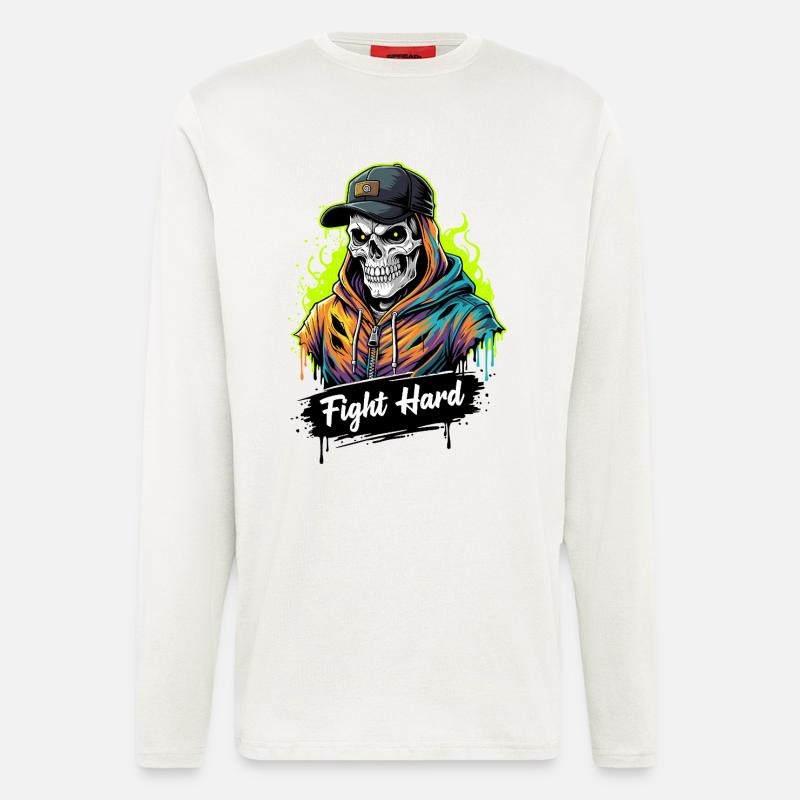 FIGHT HARD - Manches longues bio décontracté fabriqué en UE - OFF WHITE
