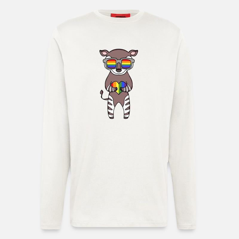LGBT Tier Okapi Regenbogen - Langarmshirt - made by SPREAD  - OFF WHITE