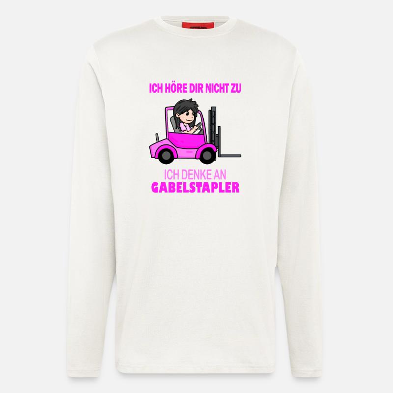 Staplerfahrerin Damen Gabelstapler Stapler - Langarmshirt - made by SPREAD  - OFF WHITE