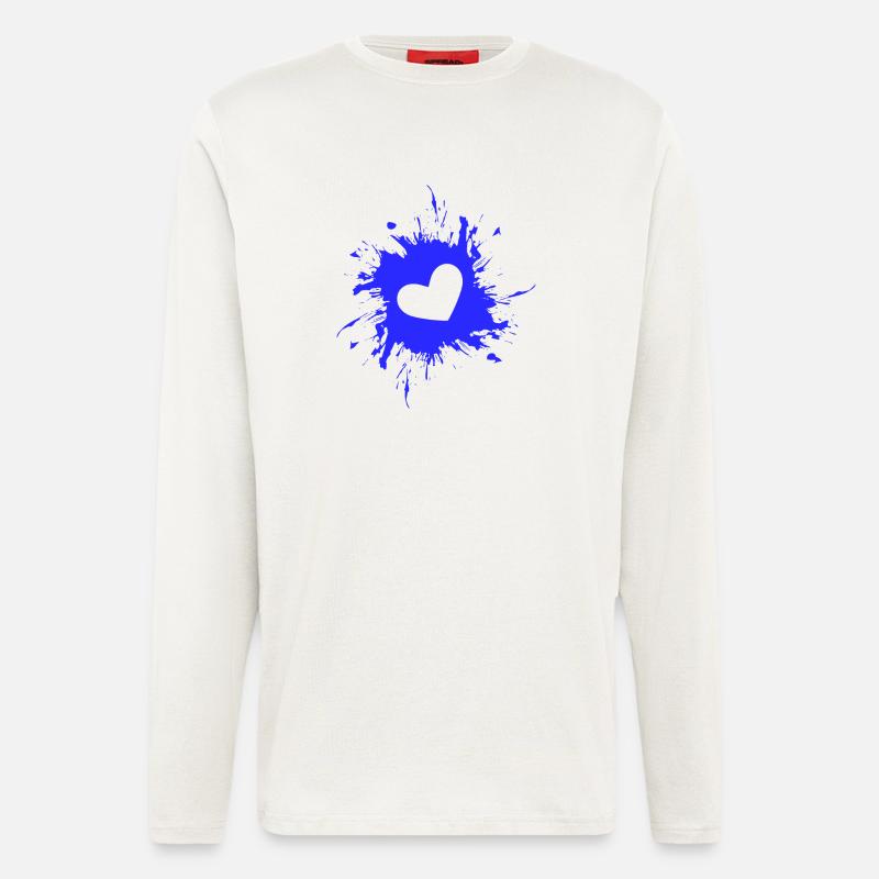 Herz Fleck Tinte Blau - Langarmshirt - made by SPREAD - OFF WHITE