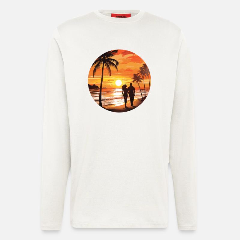 Strand Romantisches Paar - Langarmshirt - made by SPREAD  - OFF WHITE