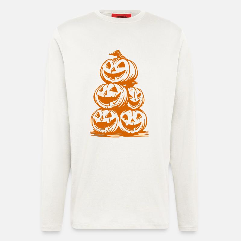 Halloween Pumpkins – Stack of Scary Faces - Longsleeve - made by SPREAD  - OFF WHITE