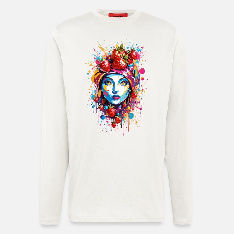 Erdbeeren Frau - Langarmshirt - made by SPREAD  - OFF WHITE