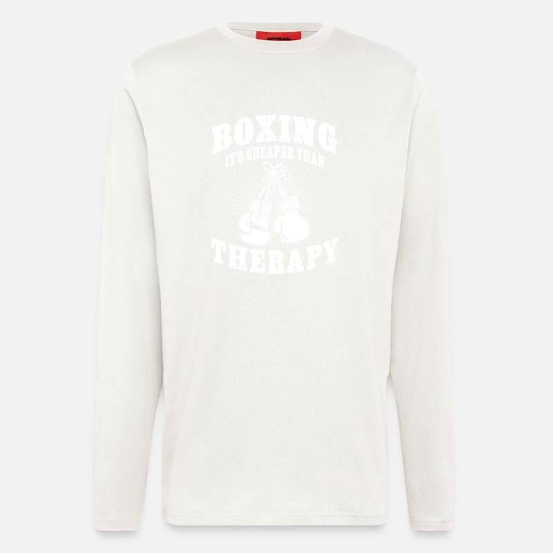 Boxing it's cheaper than Therapy - Manches longues bio décontracté fabriqué en UE - OFF WHITE