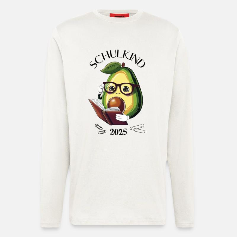 Schulkind 2025 – Avocado Einschulung - Langarmshirt - made by SPREAD  - OFF WHITE