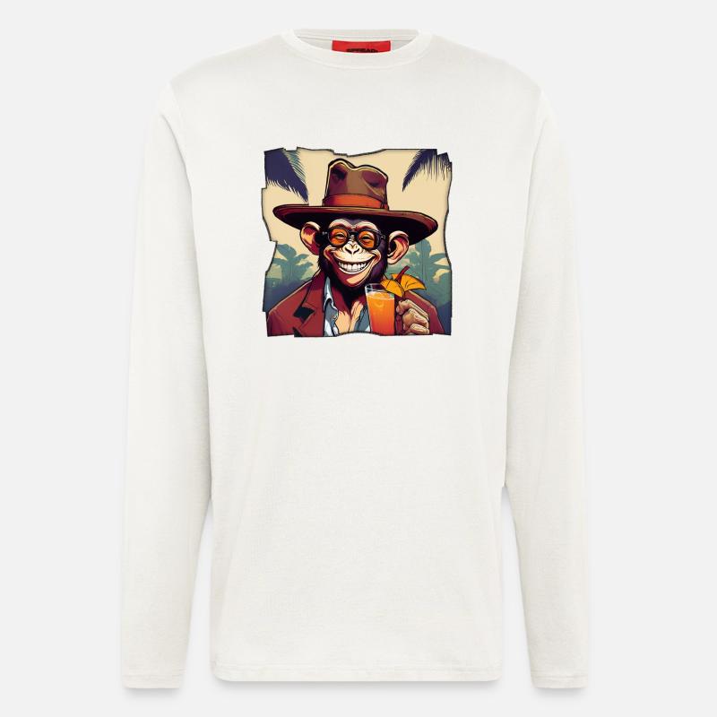 Monkey with cocktail! - Longsleeve - made by SPREAD  - OFF WHITE