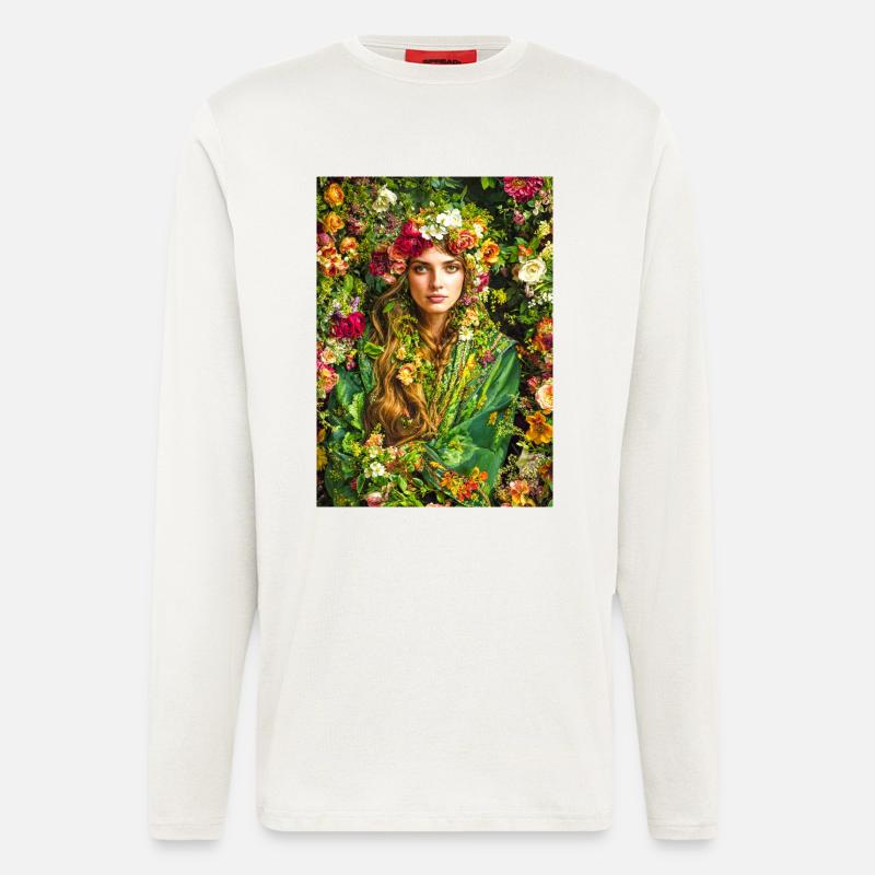 Frühlingsblüte Blumenkrone - Langarmshirt - made by SPREAD - OFF WHITE