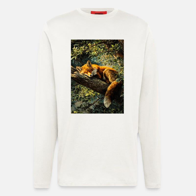 Sleeping Fox in Sunlit Forest - Longsleeve - made by SPREAD  - OFF WHITE