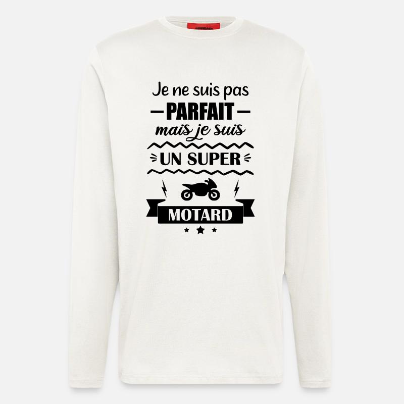 Nicht perfekt, aber toller Biker - Langarmshirt - made by SPREAD  - OFF WHITE