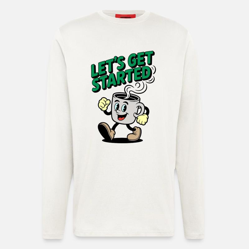 Lets Get Started Coffee Motif - Longsleeve - made by SPREAD  - OFF WHITE