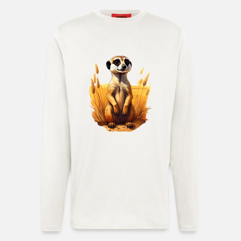 Ein Erdmännchen in der Savanne - Langarmshirt - made by SPREAD  - OFF WHITE