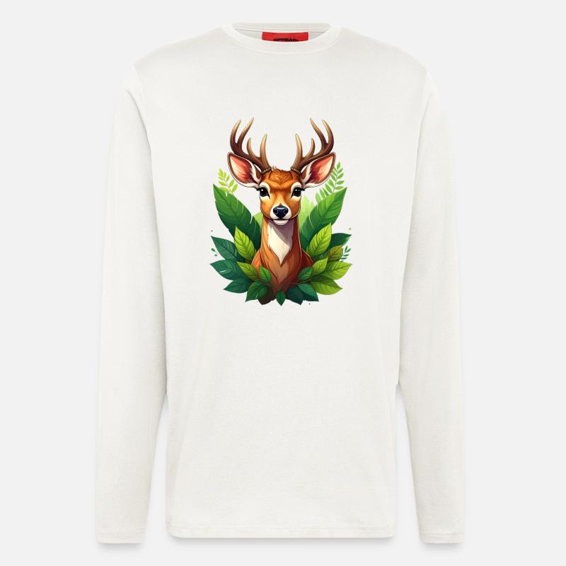Ein Reh oder Hirsch im Wald - Langarmshirt - made by SPREAD  - OFF WHITE