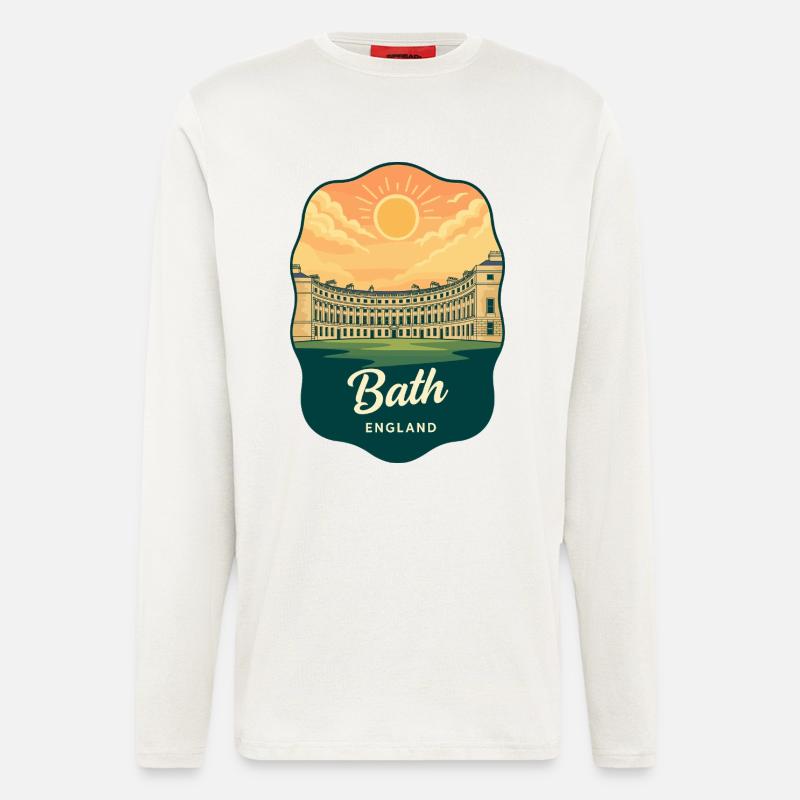 Bath Royal Crescent Retro Sunset Badge - Longsleeve - made by SPREAD  - OFF WHITE