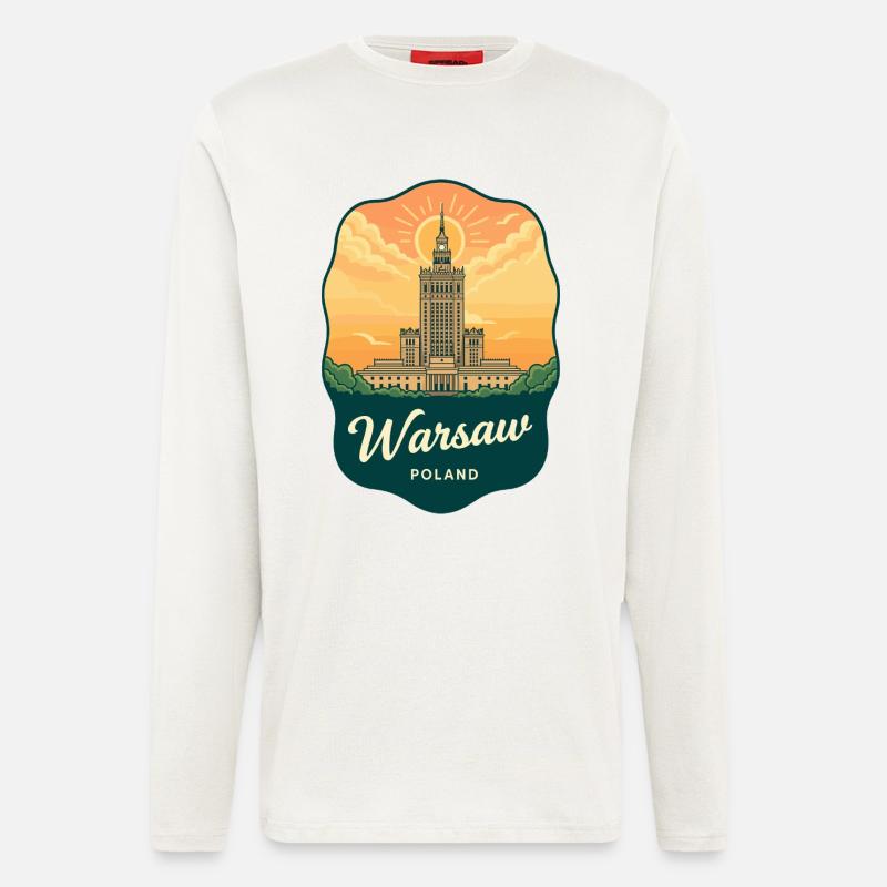 Warschauer Kulturpalac Retro-Reiseabzeichen - Langarmshirt - made by SPREAD - OFF WHITE