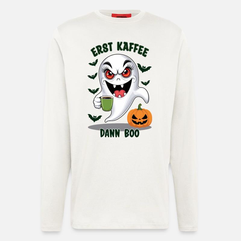 maléfique avec du café - Manches longues bio décontracté fabriqué en UE - OFF WHITE