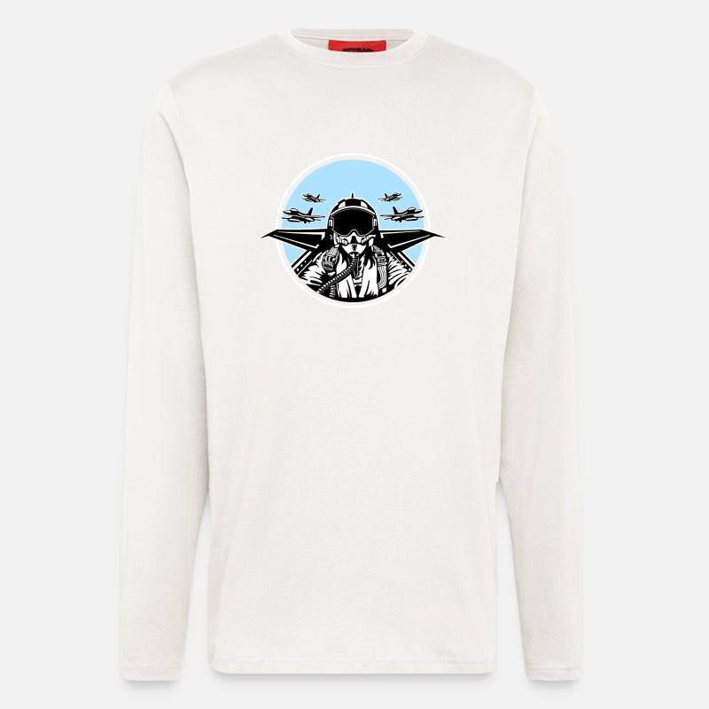 Jet Pilot / Kampfpilot 01_schwarz weiß - Langarmshirt - made by SPREAD  - OFF WHITE