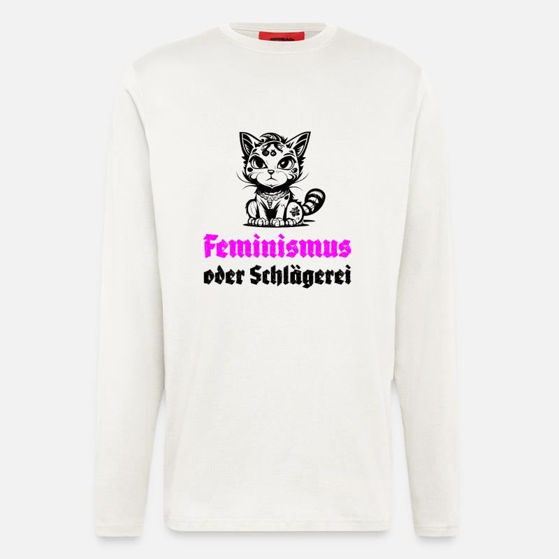 Feminismus oder Schlägerei - Langarmshirt - made by SPREAD  - OFF WHITE