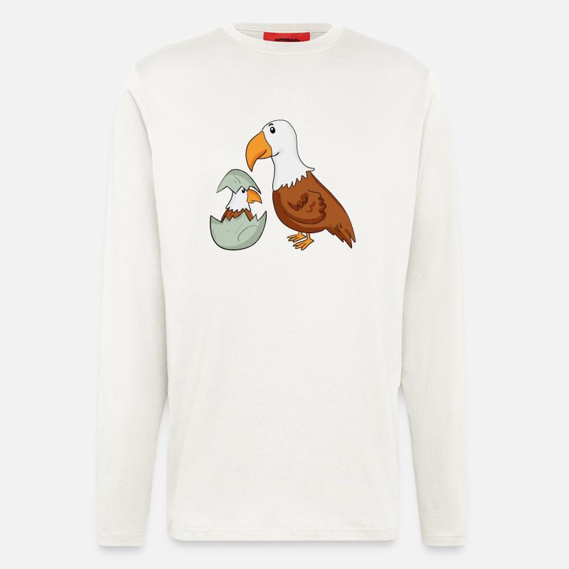 Aigle avec Bébé Aigle - Manches longues bio décontracté fabriqué en UE - OFF WHITE