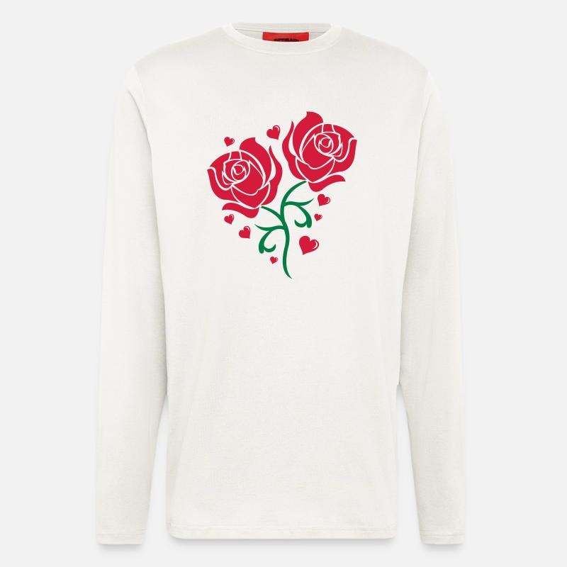 roses2 - Manches longues bio décontracté fabriqué en UE - OFF WHITE