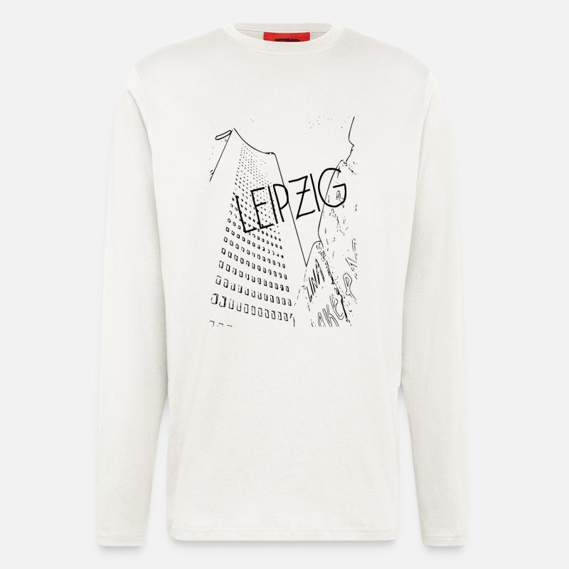 Centre de Leipzig - Manches longues bio décontracté fabriqué en UE - OFF WHITE