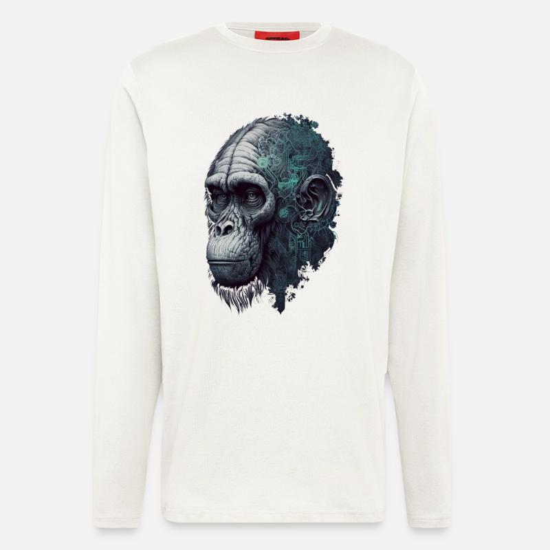 KI-gesteuerter Affe - Langarmshirt - made by SPREAD  - OFF WHITE
