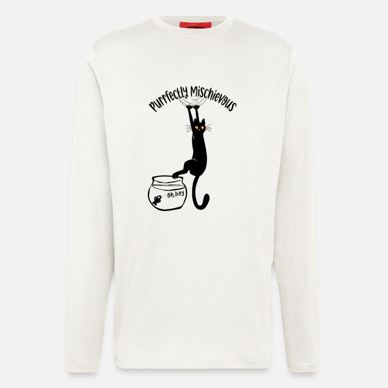 Schnurrend schelmisch - Langarmshirt - made by SPREAD  - OFF WHITE