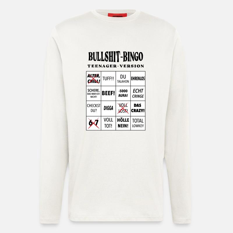 Bingo à la connerie – Version ado - Manches longues bio décontracté fabriqué en UE - OFF WHITE