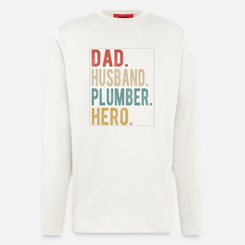 Klempner Papa Ehemann Held - Langarmshirt - made by SPREAD - OFF WHITE