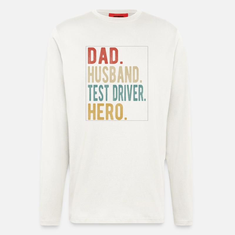Test driver dad husband hero - Longsleeve - made by SPREAD - OFF WHITE