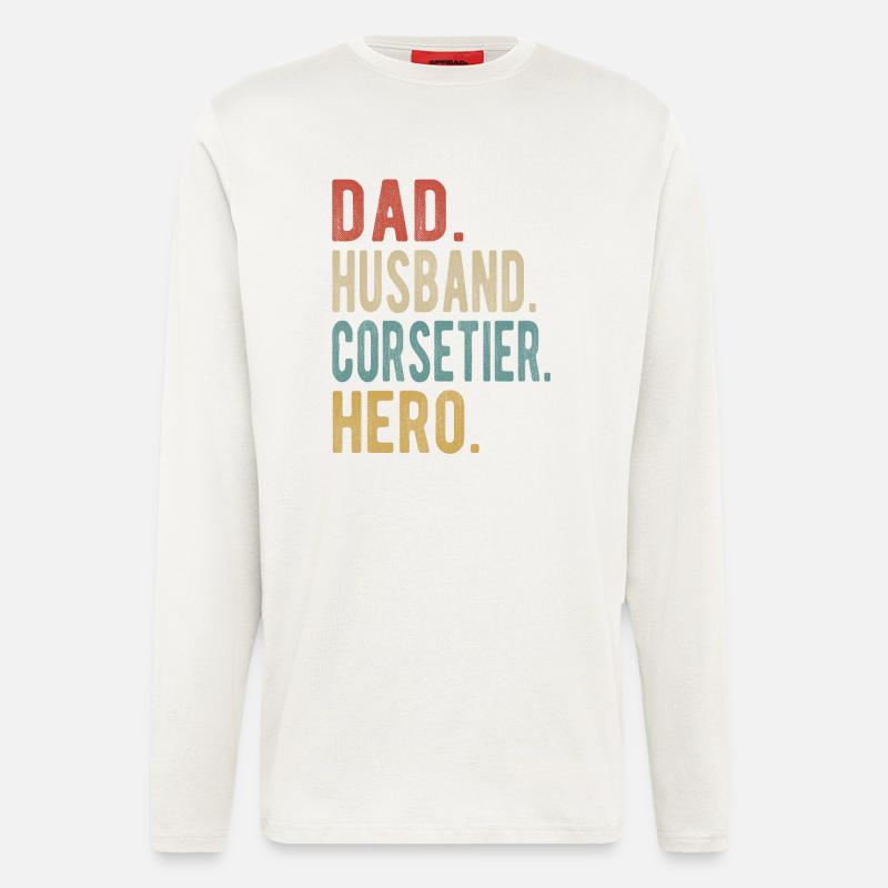 Korsett Papa Ehemann Held - Langarmshirt - made by SPREAD  - OFF WHITE