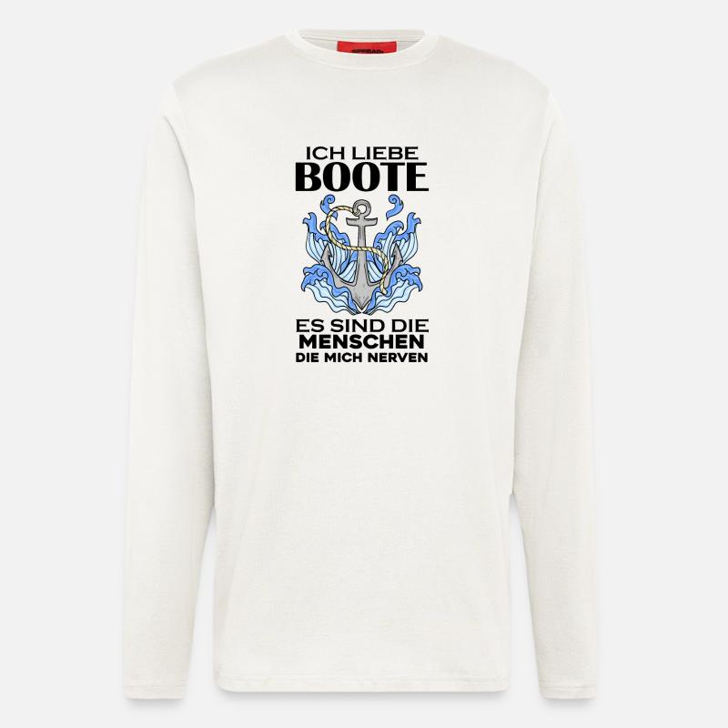 Boote Motorboot Boot - Langarmshirt - made by SPREAD  - OFF WHITE