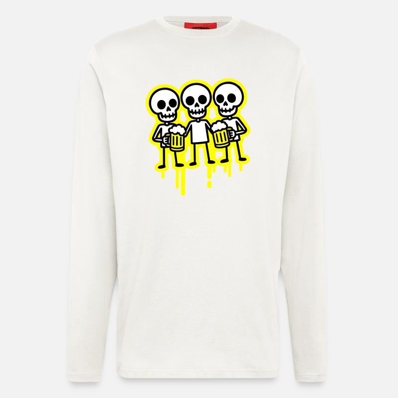 Party Crew Skeleton Bière - Manches longues bio décontracté fabriqué en UE - OFF WHITE