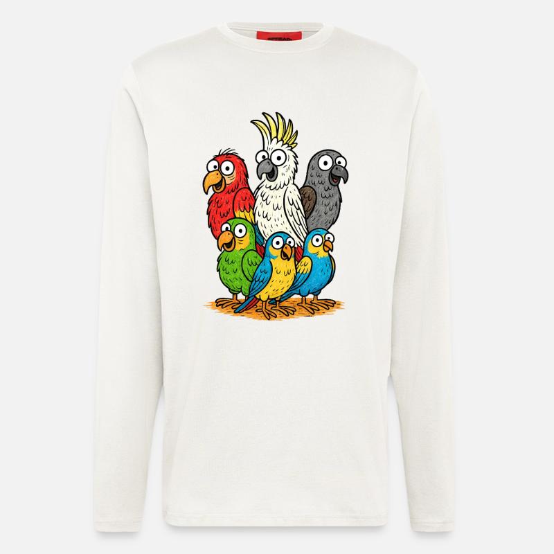 Lebendige Papageienbande Illustration - Langarmshirt - made by SPREAD  - OFF WHITE